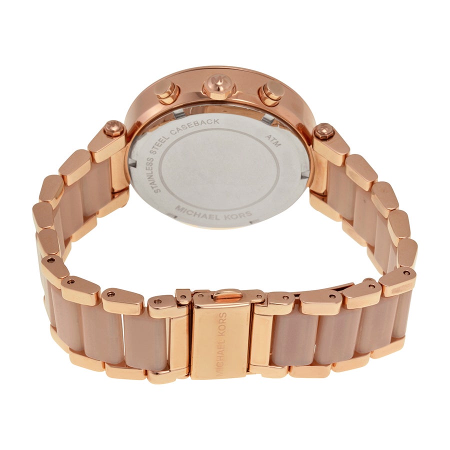 MICHAEL KORS Parker Blush Dial Rose Gold tone and Blush Acetate Ladies Watch BellaWatches